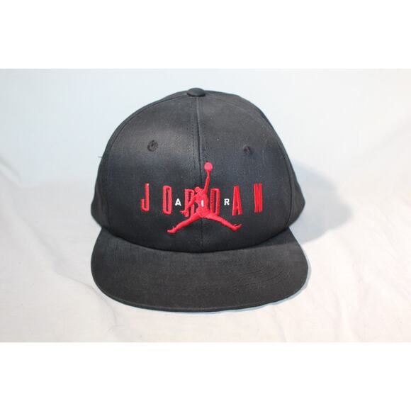 Vintage 1990 Nike Air Jordan V OG Jumpman Logo Chicago Bulls Black/Red Bred Hat - Picture 1 of 7